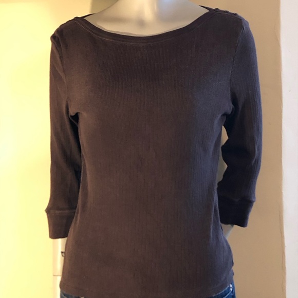 Brown Ralph Lauren 3/4 Sleeve Shirt
